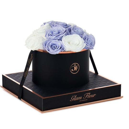 Noir Round Lavender and White