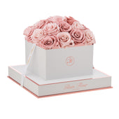 Blanche Square Classic Pink and Blush Preserved Roses