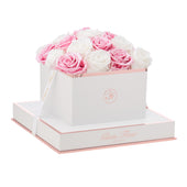 Blanche Square Glow Pink and Glow White Preserved Roses