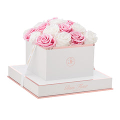 Blanche Square Glow Pink and Glow White Preserved Roses