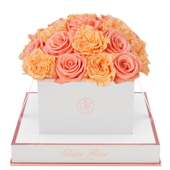 Blanche Square Van Gogh Peach and Coral Preserved Roses