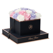 Noir Square Glow Tricolor Preserved Roses