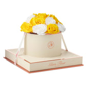 Montagé Round Glow White and Yellow Preserved Roses