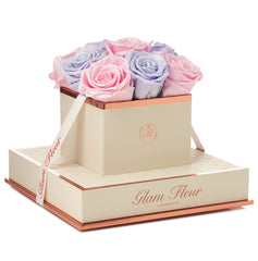 Montagé Chic Glow Lavender and Glow Pink Preserved Roses