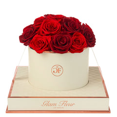 Montagé Round Light Red and Red Preserved Roses