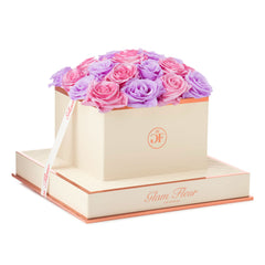 Montagé Square Baby Lily and Glow Pink Preserved Roses