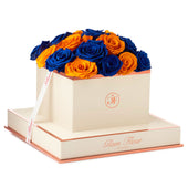 Montagé Square Blue Ocean and Orange Preserved Roses