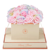 Montagé Square Candy Rainbow and Baby Pink Preserved Roses