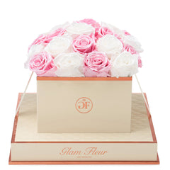 Montagé Square Glow Pink and Glow White Preserved Roses