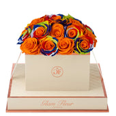 Montagé Square Rainbow and Orange Preserved Roses