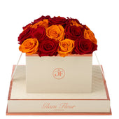 Montagé Square Red and Orange Preserved Roses