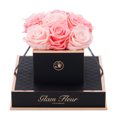 Noir Chic Baby Pink and Light Pink Preserved Roses
