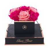 Noir Chic Fuchsia and Light Pink Preserved Roses