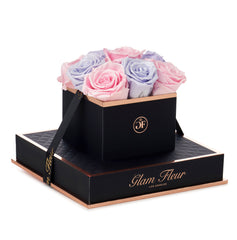 Noir Chic Glow Pink and Glow Lavender Preserved Roses