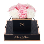 Noir Chic Glow Pink and Glow White Preserved Roses