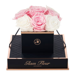 Noir Chic Glow Pink and Glow White Preserved Roses