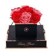 Noir Chic Light Pink and Light Red Preserved Roses