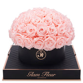 Noir Grande Round Baby Pink Preserved Roses