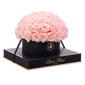 Noir Grande Round Baby Pink Preserved Roses