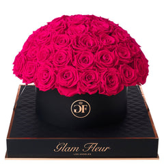 Noir Grande Round Fuchsia Preserved Roses