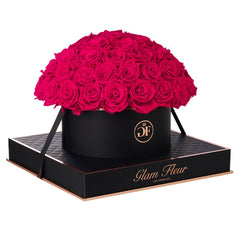 Noir Grande Round Fuchsia Preserved Roses