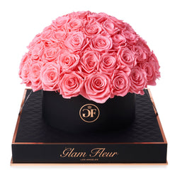 Noir Grande Round Light Pink Preserved Roses
