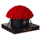 Noir Grande Round Light Red Preserved Roses