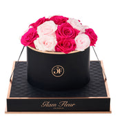 Noir Round Fuchsia and Baby Pink Preserved Roses