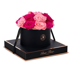 Noir Round Fuchsia and Light Pink Preserved Roses