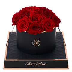 Noir Round Red Preserved Roses