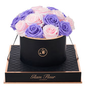 Noir Round Violet and Baby Pink Preserved Roses