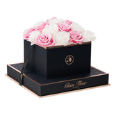Noir Square Glow Pink and Glow White Preserved Roses