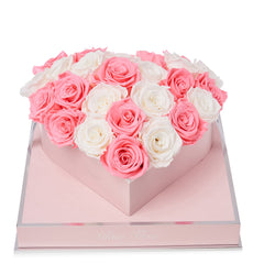 Rosé Heart White and Light Pink Preserved Roses