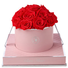 Rosé Round Light Red Preserved Roses
