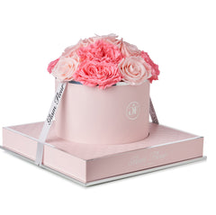 Rosé Round Van Gogh Pink and Baby Pink Preserved Roses