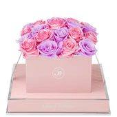 Rosé Square Baby Lily and Glow Pink Preserved Roses