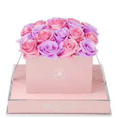 Rosé Square Baby Lily and Glow Pink Preserved Roses