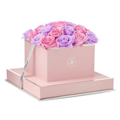 Rosé Square Baby Lily and Glow Pink Preserved Roses