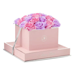 Rosé Square Baby Lily and Glow Pink Preserved Roses
