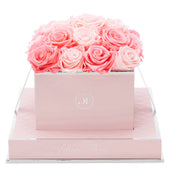 Rosé Square Baby Pink and Light Pink Preserved Roses