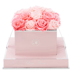 Rosé Square Baby Pink and Light Pink Preserved Roses