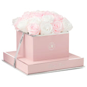 Rosé Square Baby Pink and White Preserved Roses