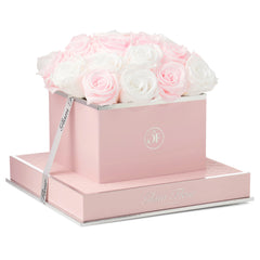 Rosé Square Baby Pink and White Preserved Roses