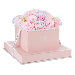 Rosé Square Candy Rainbow and Baby Pink Preserved Roses