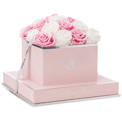 Rosé Square Glow Pink and Glow White Preserved Roses