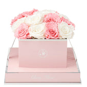 Rosé Square Light Pink and Ivory Preserved Roses