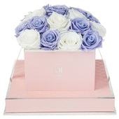 Rosé Square White and Lavender Preserved Roses