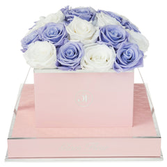 Rosé Square White and Lavender Preserved Roses