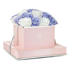 Rosé Square White and Lavender Preserved Roses
